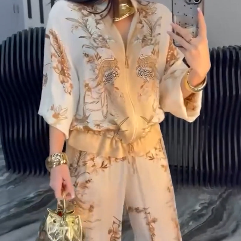 👗 50% RABATT! 🔥Elegant tvådelat set med dragkedja för kvinnor