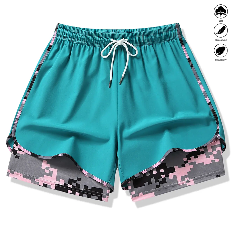 Damavslappnad sportshorts med inbyggt underlägg