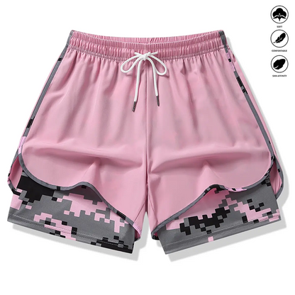 Damavslappnad sportshorts med inbyggt underlägg