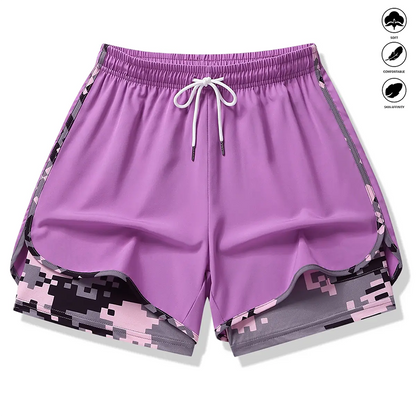 Damavslappnad sportshorts med inbyggt underlägg