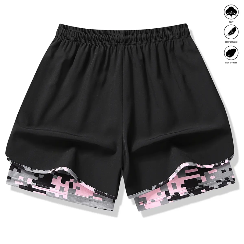 Damavslappnad sportshorts med inbyggt underlägg