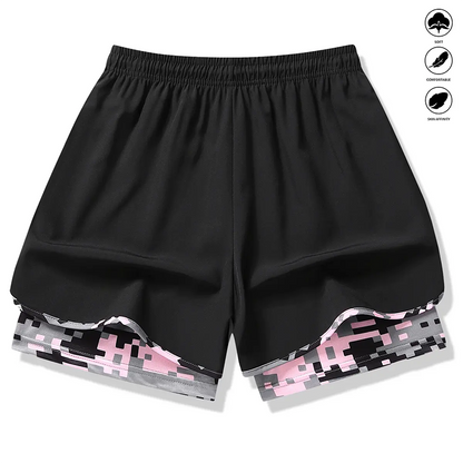 Damavslappnad sportshorts med inbyggt underlägg