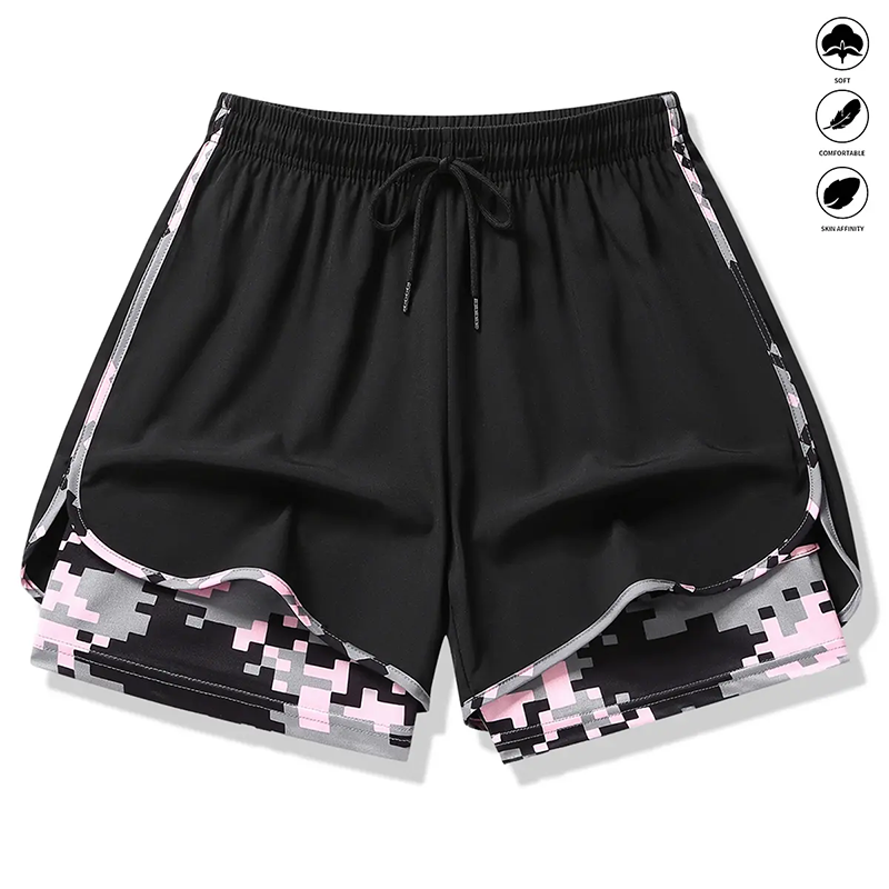Damavslappnad sportshorts med inbyggt underlägg