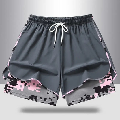 Damavslappnad sportshorts med inbyggt underlägg