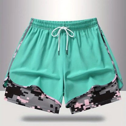 Damavslappnad sportshorts med inbyggt underlägg