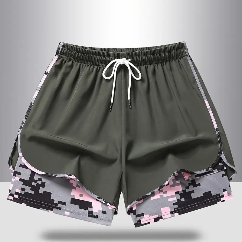 Damavslappnad sportshorts med inbyggt underlägg