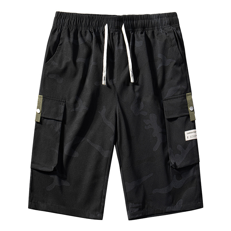 Herr camo cargoshorts med dragsko i midjan