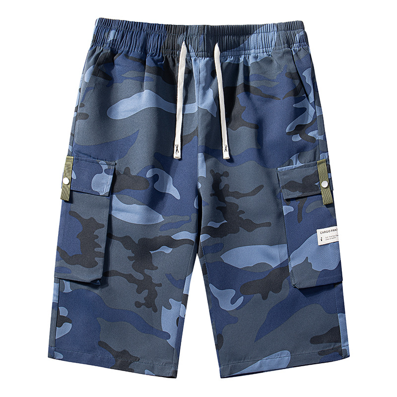 Herr camo cargoshorts med dragsko i midjan