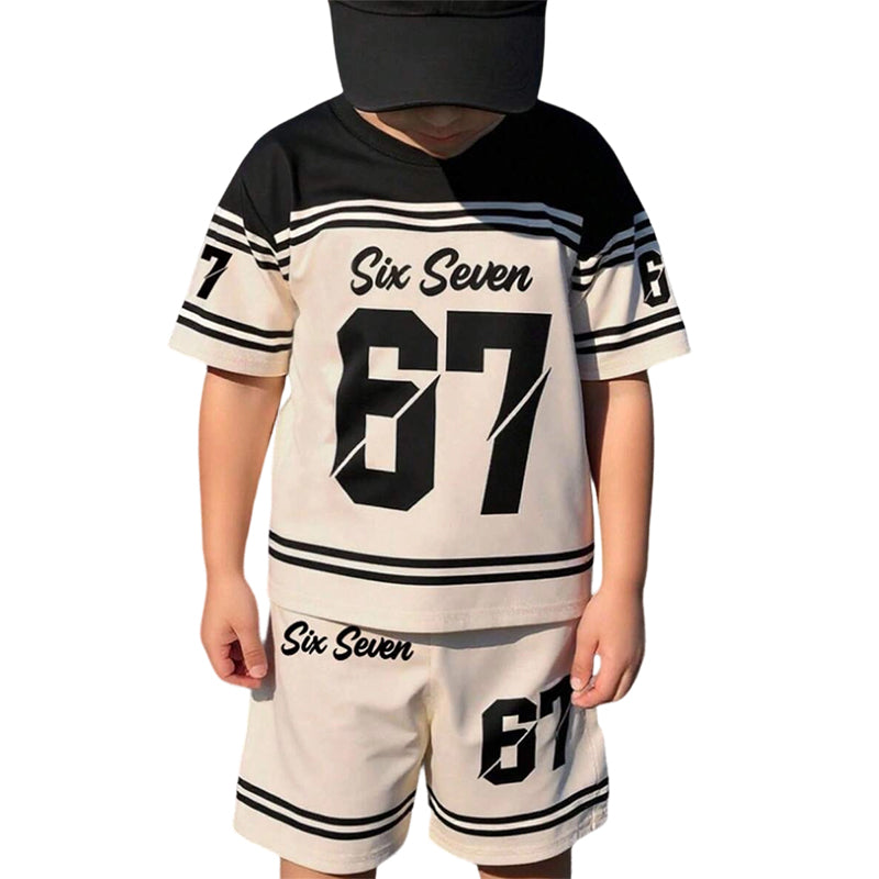 Pojkars set med 3D-tryckt t-shirt och shorts