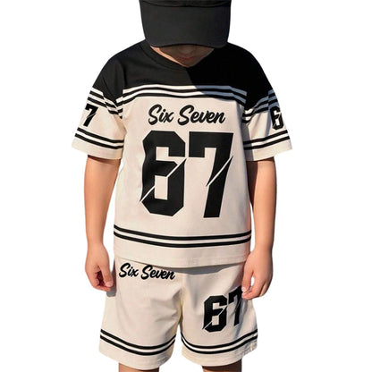 Pojkars set med 3D-tryckt t-shirt och shorts