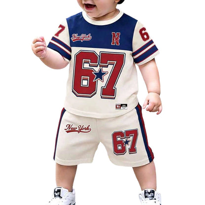 Pojkars set med 3D-tryckt t-shirt och shorts