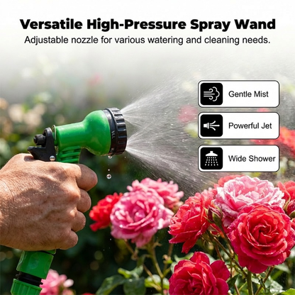 Utdragbar trädgårdsslang rulle med spray munstycke