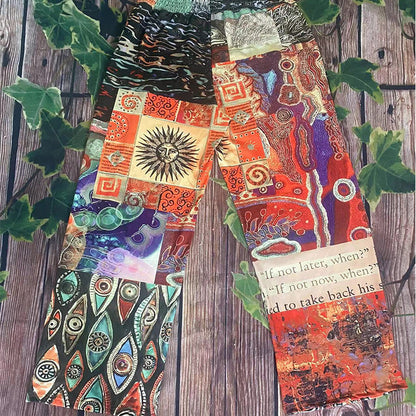 Patchwork-Damenhose med långt ben
