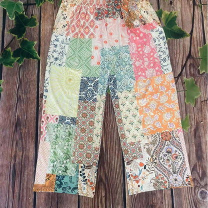 Patchwork-Damenhose med långt ben