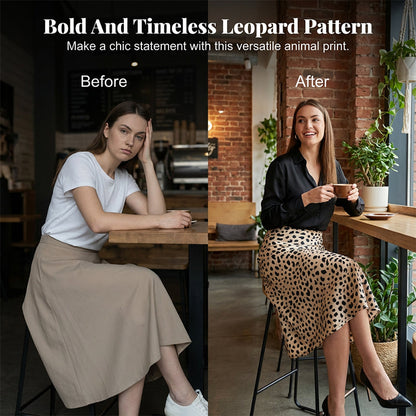 Leopard utskrift fläck Midi kjol