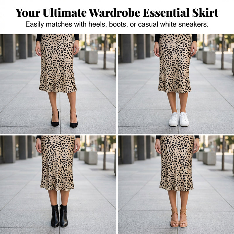 Leopard utskrift fläck Midi kjol