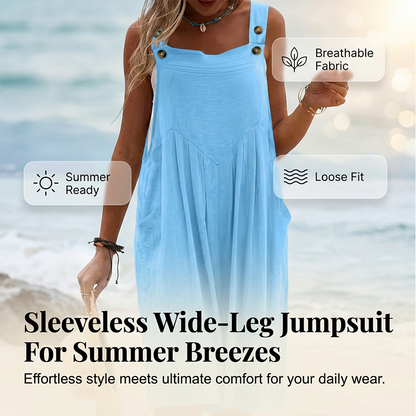👗 50% RABATT! 🌸 Ärmlös Jumpsuit med Vida Ben För Sommarbrisen – Lätt Tyg, Ledig Passform & Perfekt För En Stilig & Avslappnad Look ☀️