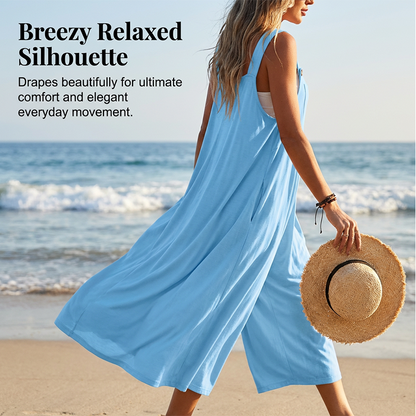👗 50% RABATT! 🌸 Ärmlös Jumpsuit med Vida Ben För Sommarbrisen – Lätt Tyg, Ledig Passform & Perfekt För En Stilig & Avslappnad Look ☀️
