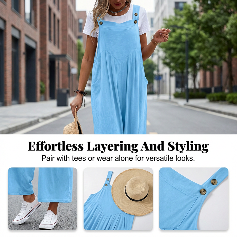 👗 50% RABATT! 🌸 Ärmlös Jumpsuit med Vida Ben För Sommarbrisen – Lätt Tyg, Ledig Passform & Perfekt För En Stilig & Avslappnad Look ☀️