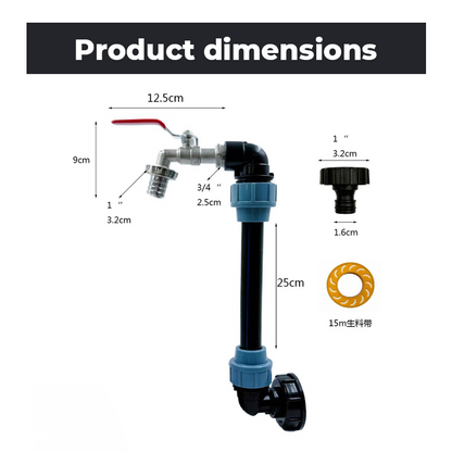 🚰 Tidsbegränsad 50 % rabatt! 💧 Tillbehörsset för IBC-tank – Läckagesäker kran i zinklegering, verktygsfri installation, kompletta tillbehör ✨