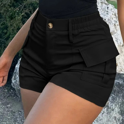 🥳SOMMARREA🥳💞50K+ SÅLDA!💥50% RABATT! 🔥Damshorts med hög midja och fickor — Fri frakt vid köp av två