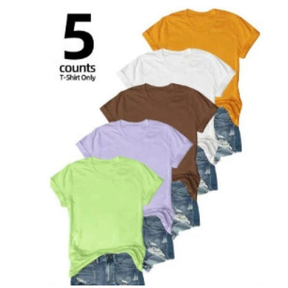 5-pack mångsidiga enfärgade T-shirts