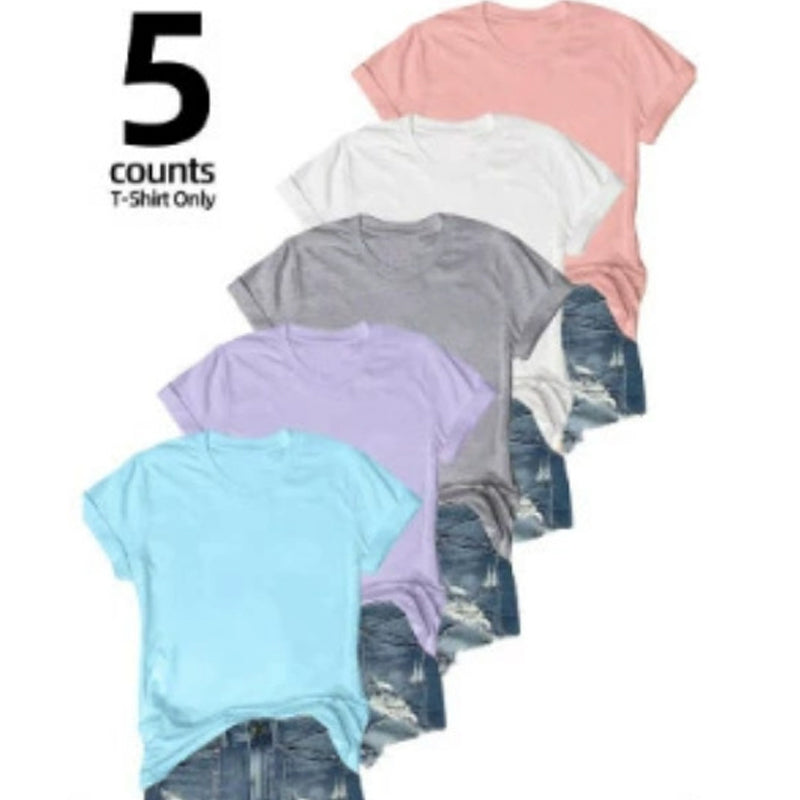 5-pack mångsidiga enfärgade T-shirts