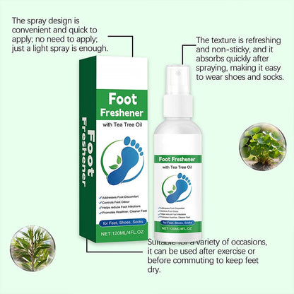 Deodoriserande & återfuktande fotspray – tea tree oil, kolloidalt silver & mild formula 🦶✨