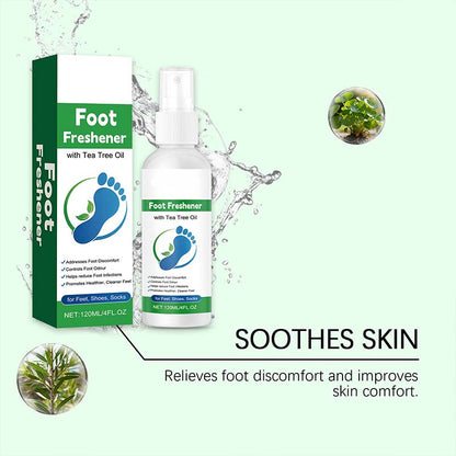 Deodoriserande & återfuktande fotspray – tea tree oil, kolloidalt silver & mild formula 🦶✨