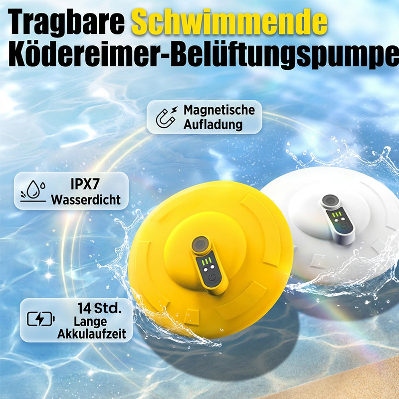 🐟💨  Mobil luftpump för Ködereimer – svämmande, återladdbar, kraftfull och tyst, perfekt för fiskare på väg 🔋⚡  Håll köderna friska – utan kabel, utan stress.