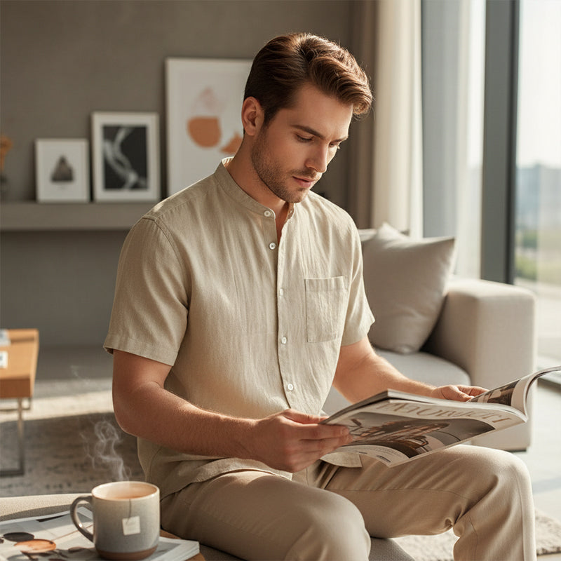 👕 60% RABATT! 🔥 Herr Casual Kortärmad Skjorta med Knappar – Klassisk Design, Andningsbart Tyg & Perfekt För Vardag & Fest 👔