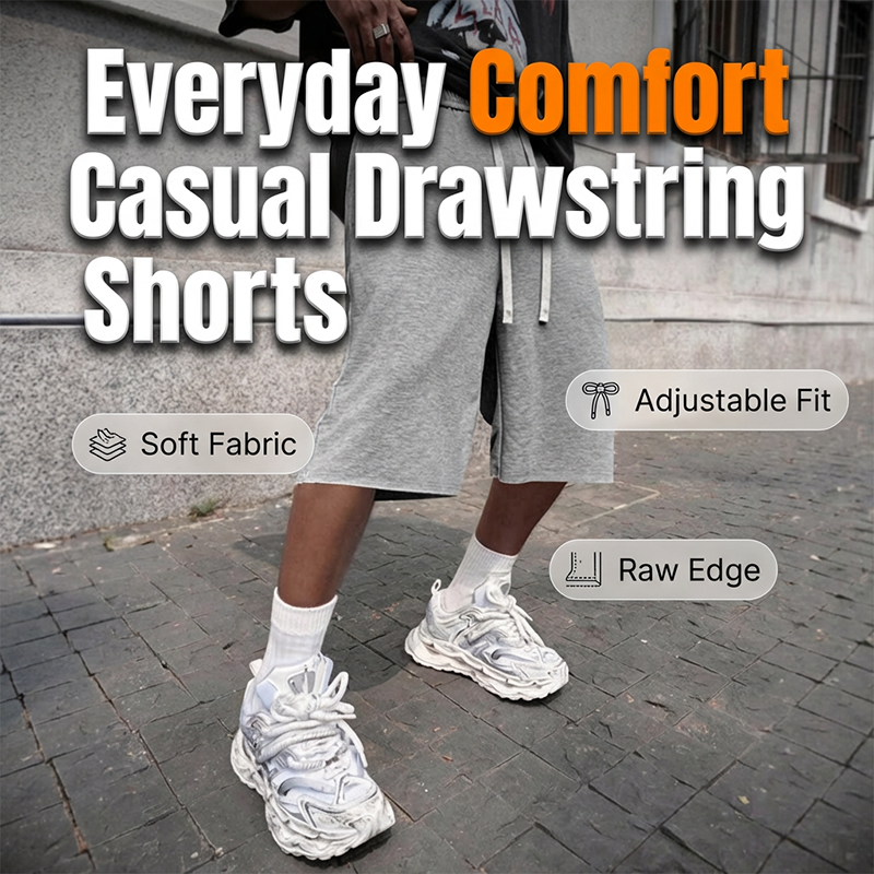 Mäns Casual Drawstring Knälängd Shorts