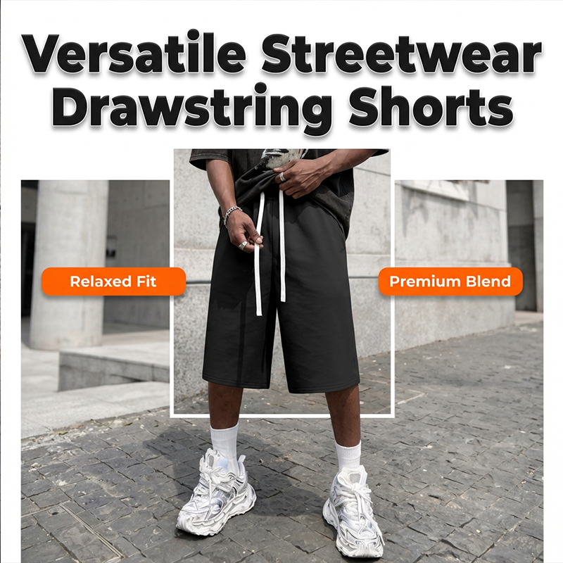 Mäns Casual Drawstring Knälängd Shorts