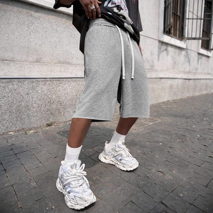 Mäns Casual Drawstring Knälängd Shorts