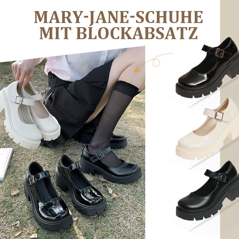 Styliska Mary-Jane-skor för kvinnor med blocksko