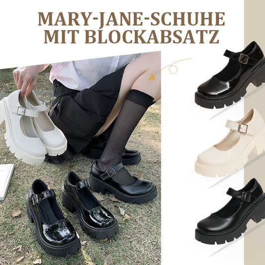 Styliska Mary-Jane-skor för kvinnor med blocksko
