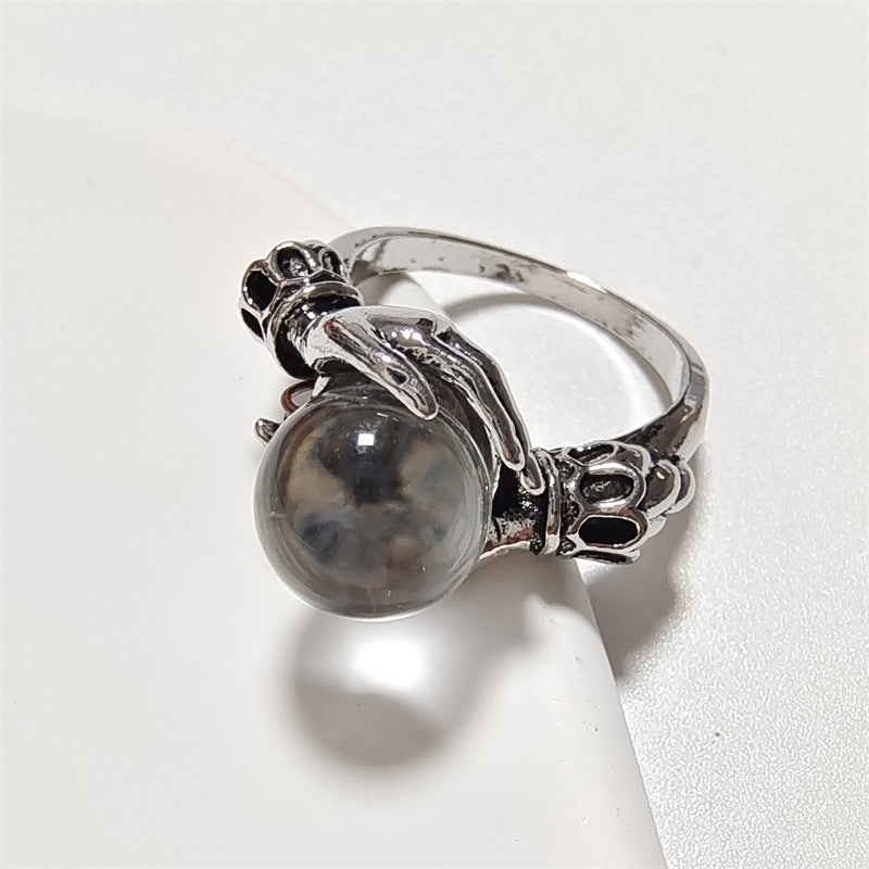 💍 50% RABATT! 🔮 Gotisk Kristallkula Handring – Mystisk Design, Justerbar & Perfekt För En Unik Stil 🌙