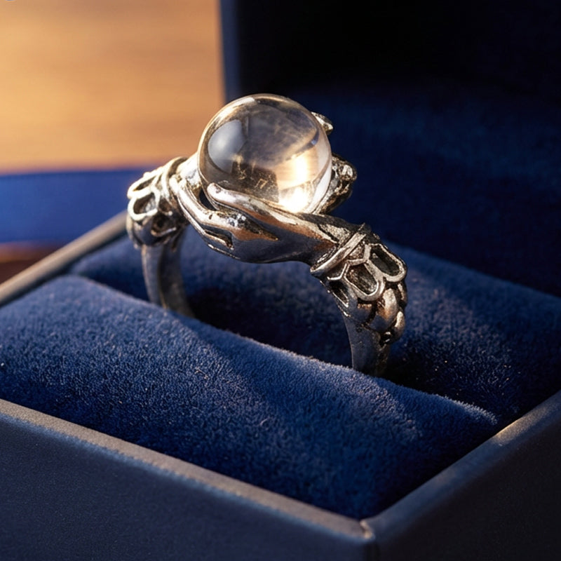 💍 50% RABATT! 🔮 Gotisk Kristallkula Handring – Mystisk Design, Justerbar & Perfekt För En Unik Stil 🌙