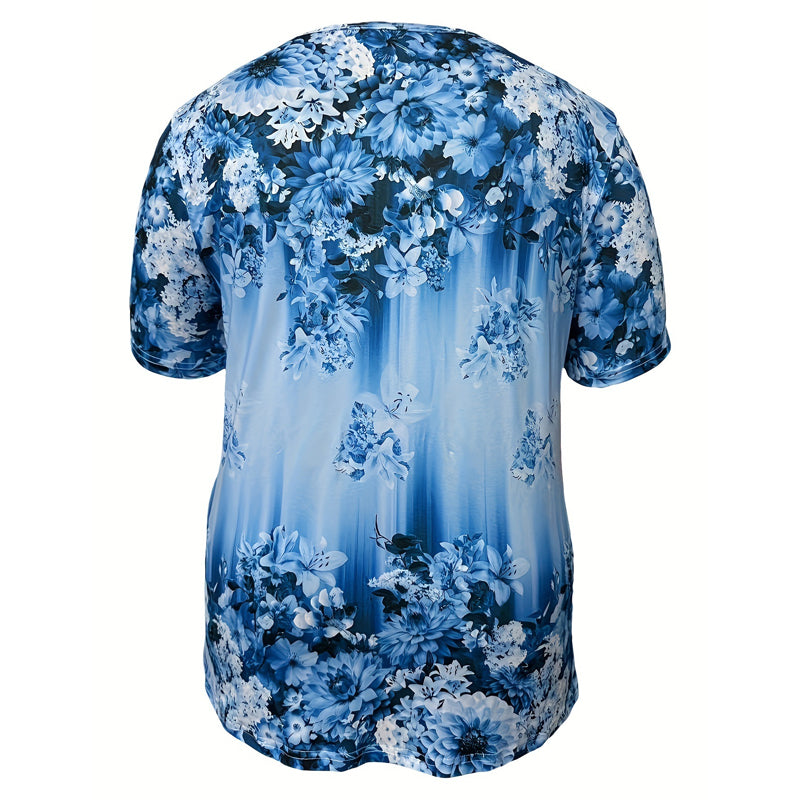 Dam elegant blommönstrad kortärmad topp