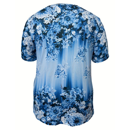 Dam elegant blommönstrad kortärmad topp