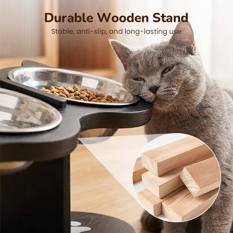 🔥🎁Nyhet 50 % RABATT🔥Upphöjd hund- och kattmatskål med 3 skålar – halkfri och stabil 🐾🥣