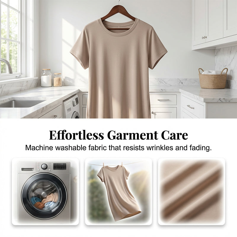 👗 50% RABATT NU! 🛍️ Damernas Casual Kortärmad T-Shirt Klänning – Mjuk, Andningsbar med Fickor 🌿