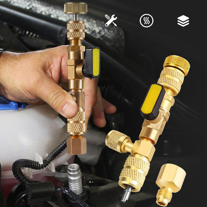 🔥 50% RABATT NU! 🔩 AC Ventil Kärna Borttagningsverktyg – Dubbla SAE Portar, Solid Mässingsbygge, Inkluderar 10 Extra Kärnor 🔧