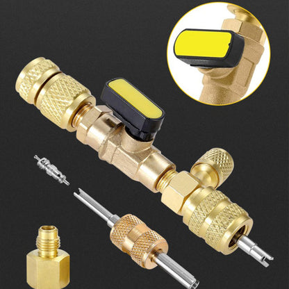 🔥 50% RABATT NU! 🔩 AC Ventil Kärna Borttagningsverktyg – Dubbla SAE Portar, Solid Mässingsbygge, Inkluderar 10 Extra Kärnor 🔧