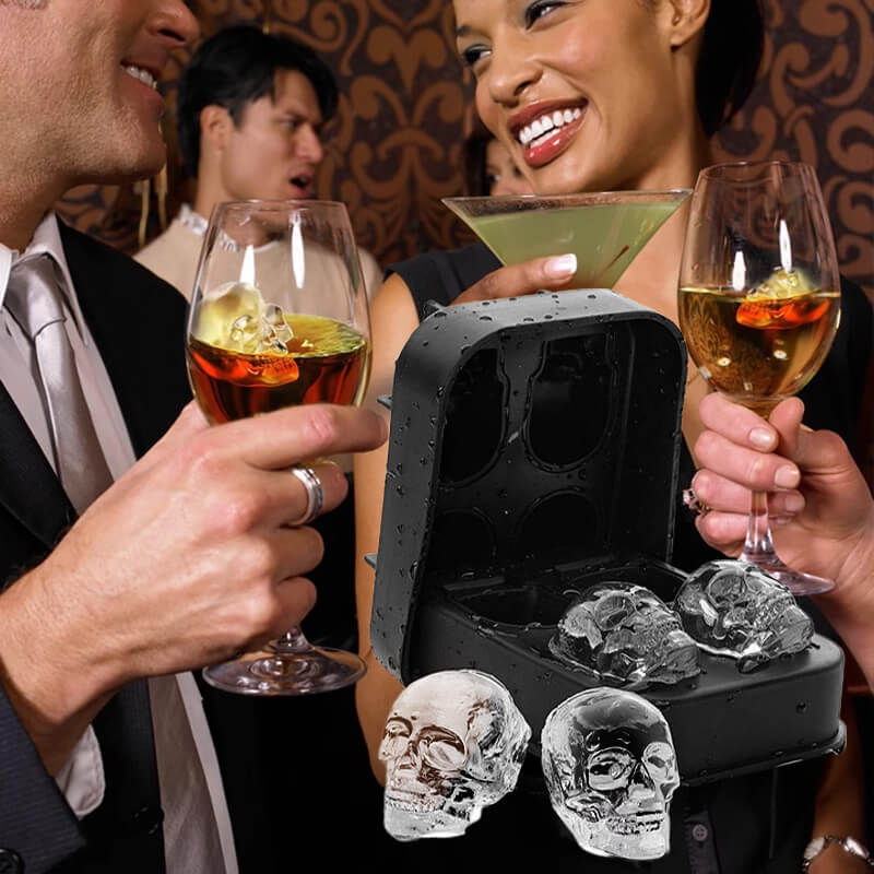 💀 KÖP 1 FÅ 1 GRATIS! 🧊 DIY Silikonform Dödskalle Isbitar – Livsmedelsgodkänd, Långsamt Smältande & Perfekt För Whiskey, Cocktails & Halloweenfester 🎃