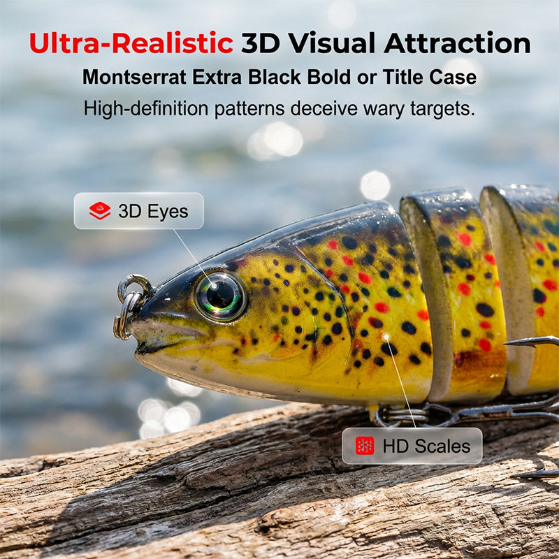 🐟 50 % RABATT UNDER BEGRÄNSAD TID! 🌊 Flerdelat bioniskt fiskedrag – realistisk simrörelse, 3D-ögon, söt- och saltvatten ✨