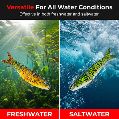 🐟 50 % RABATT UNDER BEGRÄNSAD TID! 🌊 Flerdelat bioniskt fiskedrag – realistisk simrörelse, 3D-ögon, söt- och saltvatten ✨