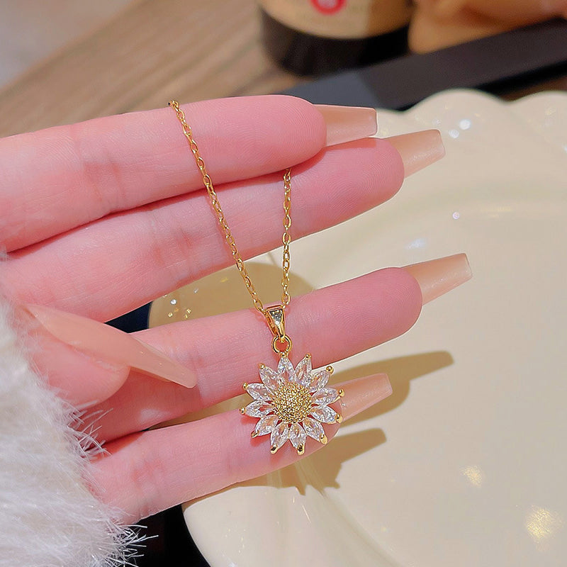 Solros hänge halsband för kvinnor