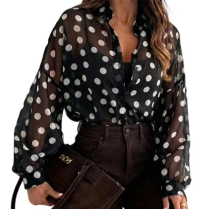 Kvinnors knappnedgående Polka Dot-skjorta