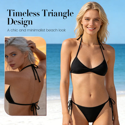 👙 50% RABATT! 🔥 Sexig Triangel Bikini Baddräkt med Snörning – Justerbar Passform, Lätt Tyg & Perfekt För En Solig Stranddag ☀️
